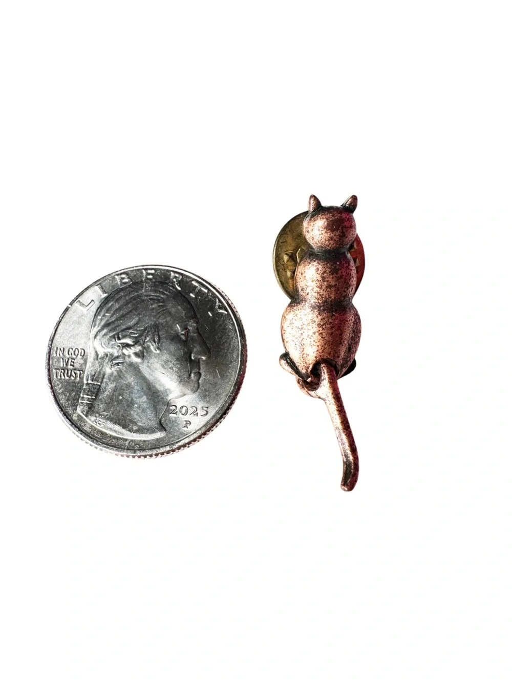 JJ Jonette Vintage Copper Cat Brooch with Articulated Tail